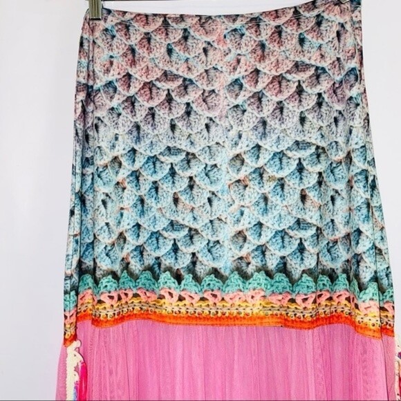 NWOT IPNG Boho Gypsy Whimsical Mixed Print Flowy Fairy Tale Maxi Skirt Size M/L - Picture 10 of 16